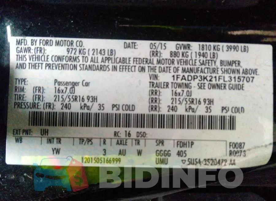 1FADP3K21FL315707 Photo# 9