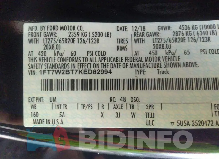 1FT7W2BT7KED62994 Photo# 9