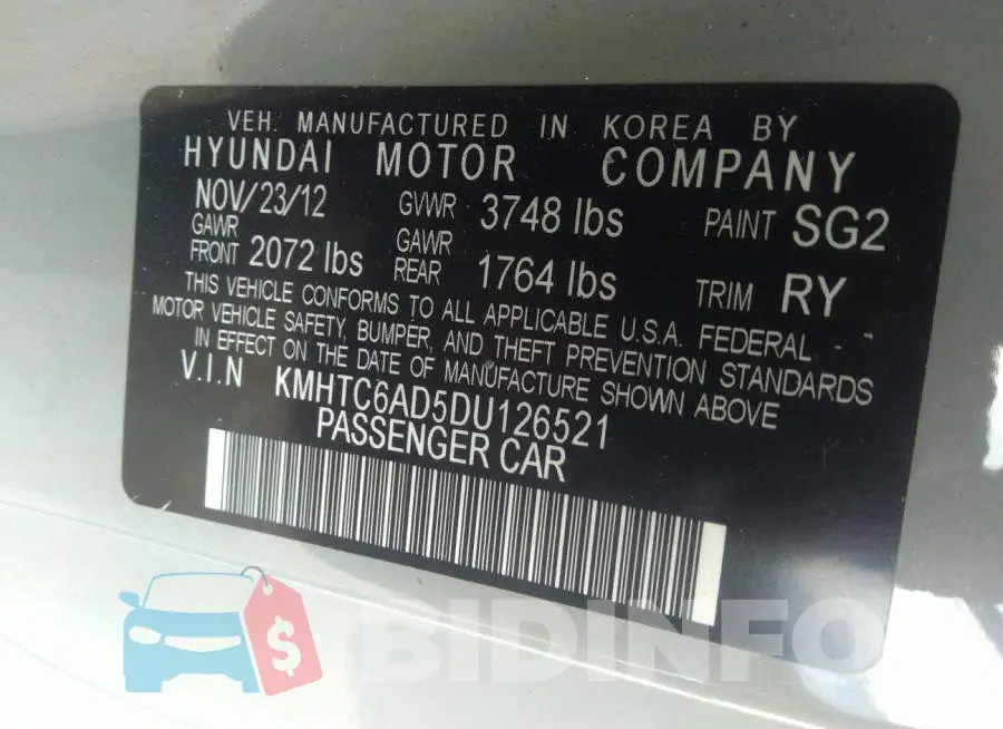 KMHTC6AD5DU126521 Photo# 9