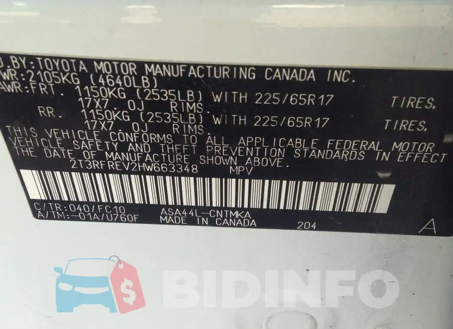 2T3RFREV2HW663348 Photo# 9