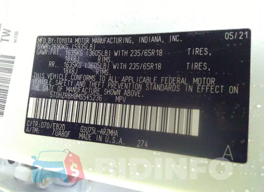 5TDHZRBH8MS545236 Photo# 9