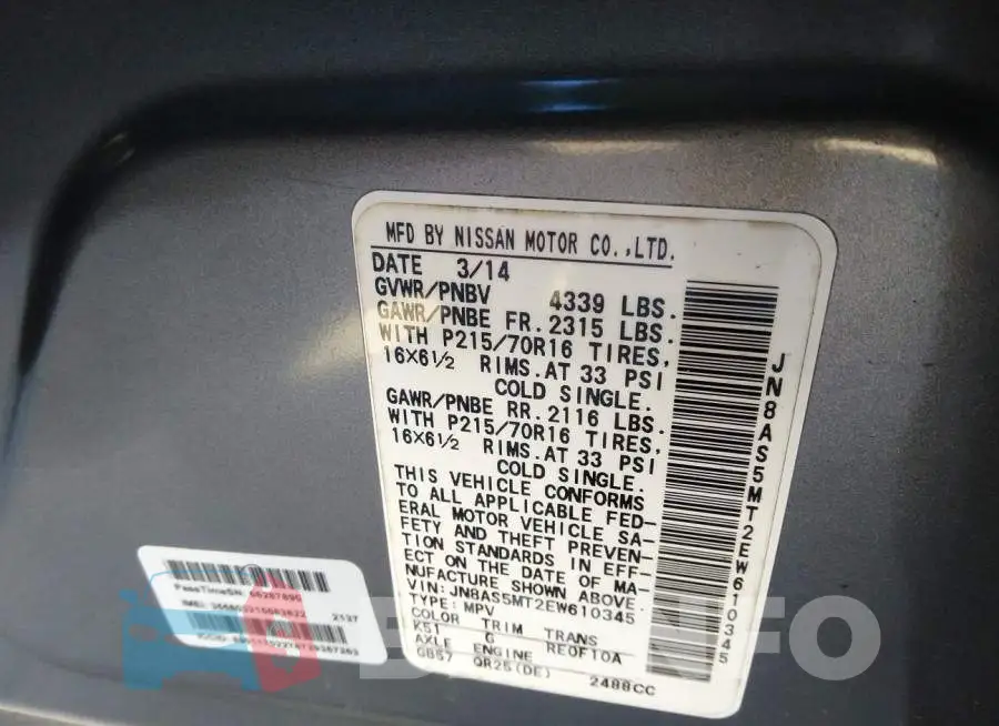JN8AS5MT2EW610345 Photo# 9