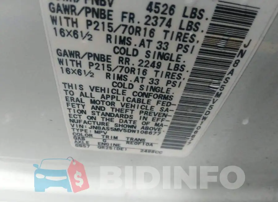 JN8AS5MV5DW106677 Photo# 9