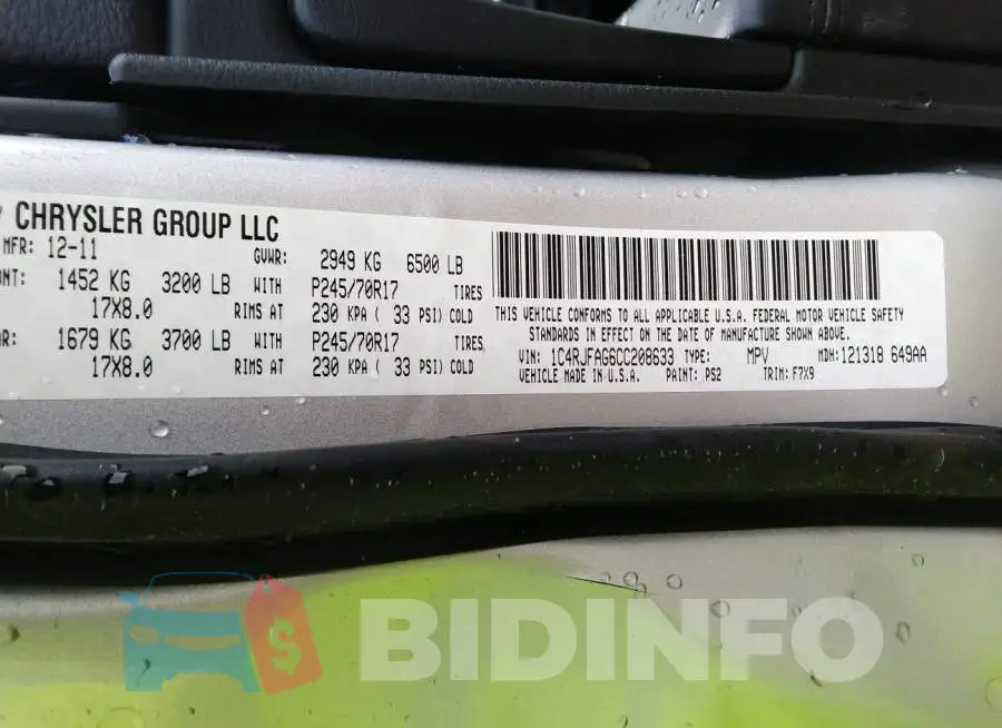 1C4RJFAG6CC208633 Photo# 9