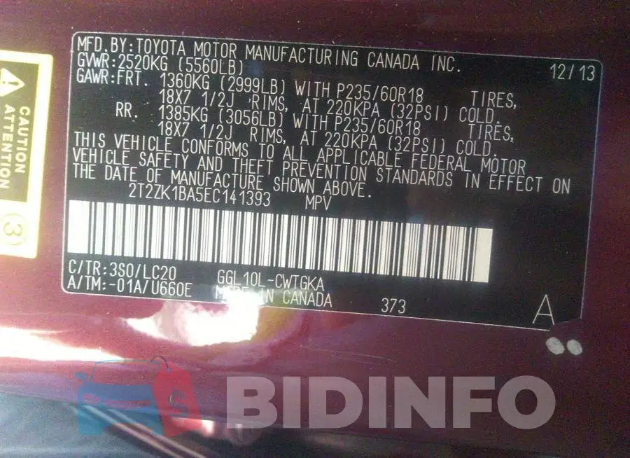 2T2ZK1BA5EC141393 Photo# 9