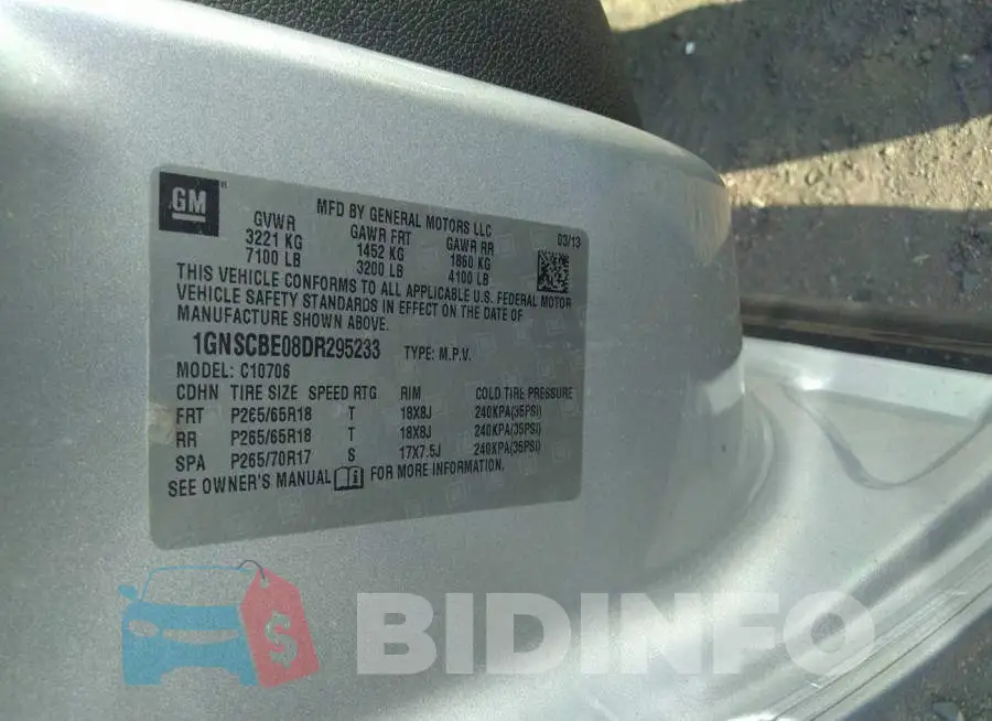 1GNSCBE08DR295233 Photo# 9