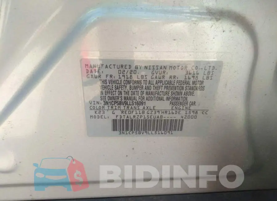 3N1CP5BV9LL516091 Photo# 9