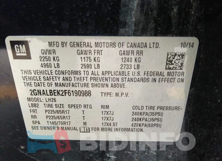 2GNALBEK2F6190988 Photo# 9