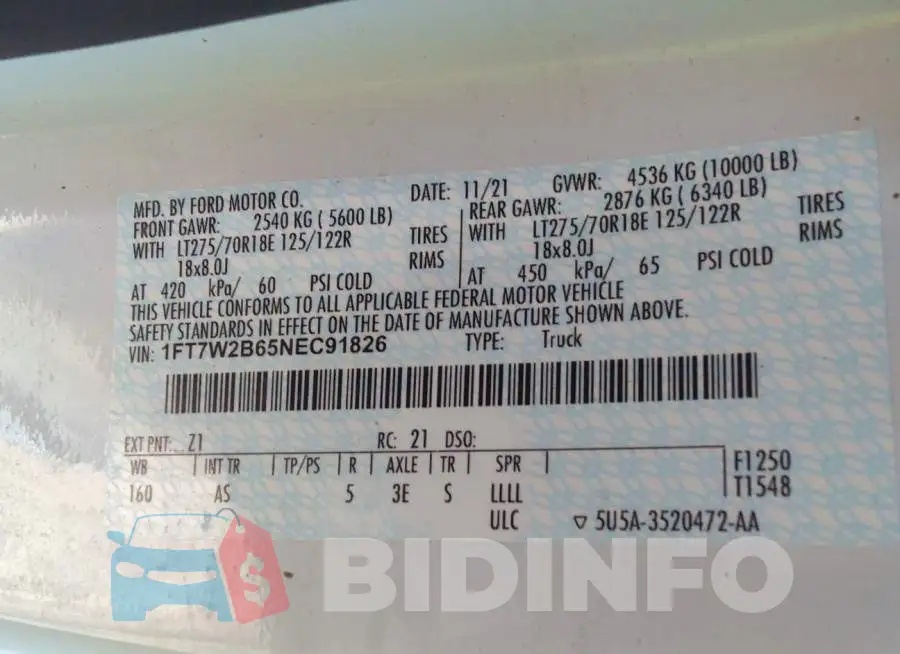 1FT7W2B65NEC91826 Photo# 9