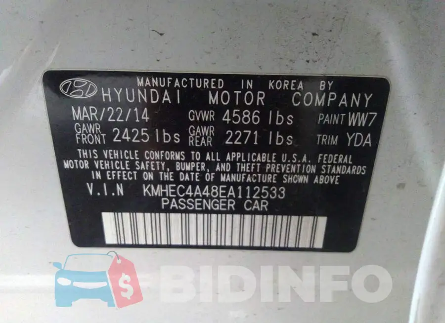 KMHEC4A48EA112533 Photo# 9