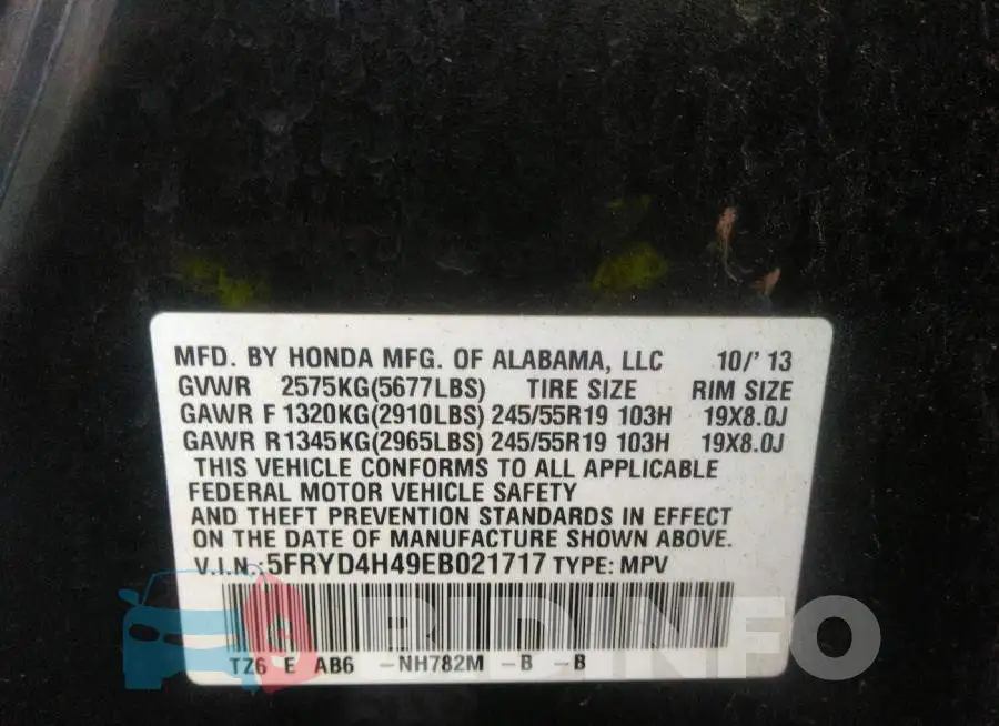 5FRYD4H49EB021717 Photo# 9