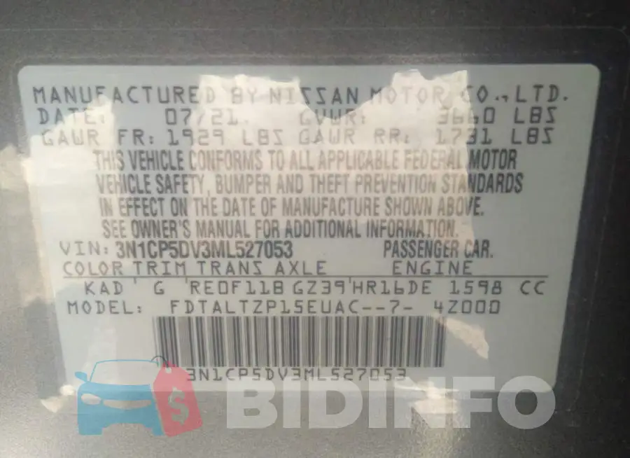 3N1CP5DV3ML527053 Photo# 9