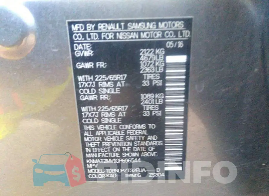 KNMAT2MV1GP696544 Photo# 9