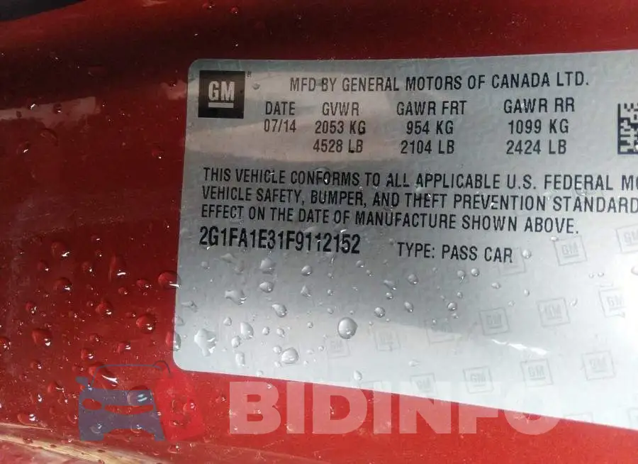 2G1FA1E31F9112152 Photo# 9