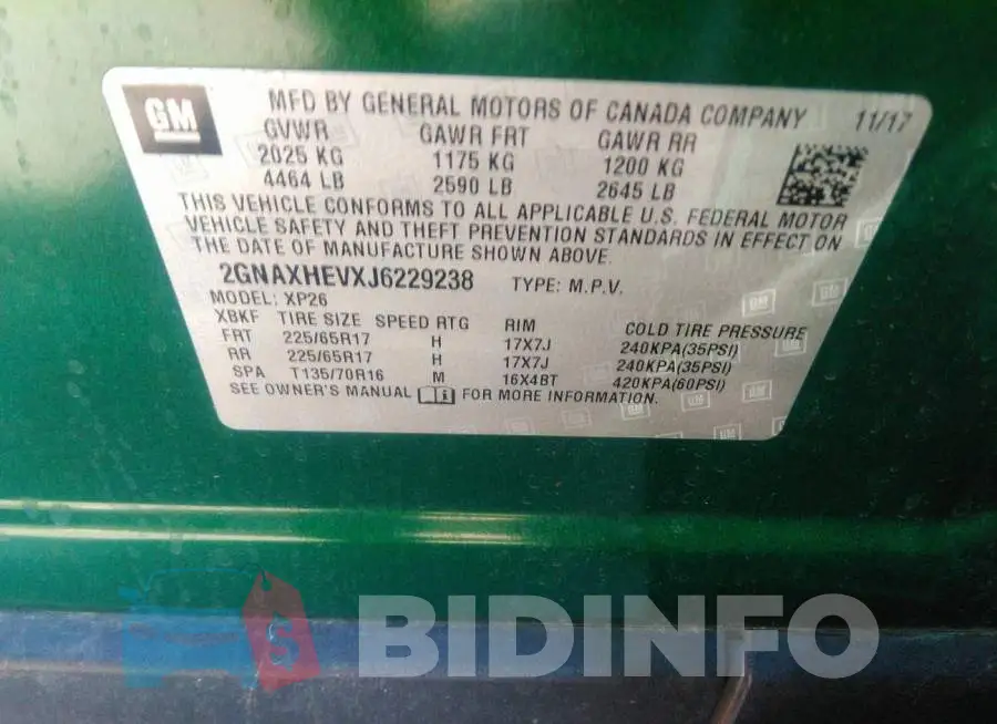 2GNAXHEVXJ6229238 Photo# 9
