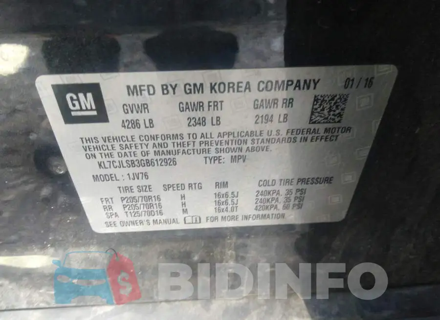 KL7CJLSB3GB612926 Photo# 9