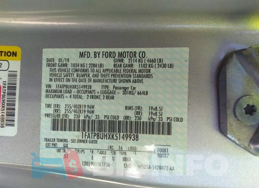 1FATP8UHXK5149938 Photo# 9