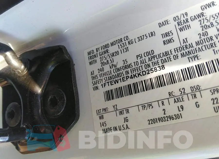 1FTEW1EP4KKD25838 Photo# 9