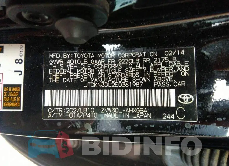 JTDKN3DU2E0361987 Photo# 9