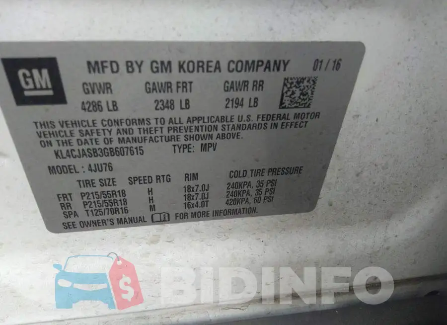 KL4CJASB3GB607615 Photo# 9