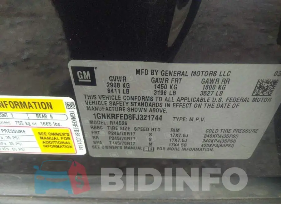 1GNKRFED8FJ321744 Photo# 9