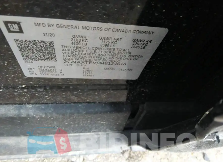 2GNAXTEV0M6124618 Photo# 9