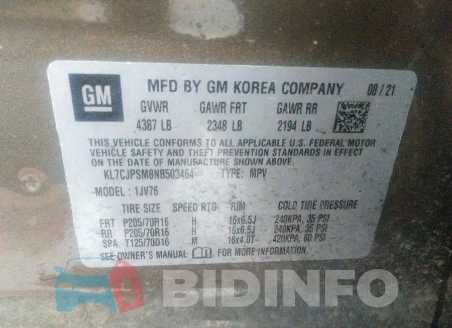 KL7CJPSM8NB503464 Photo# 9