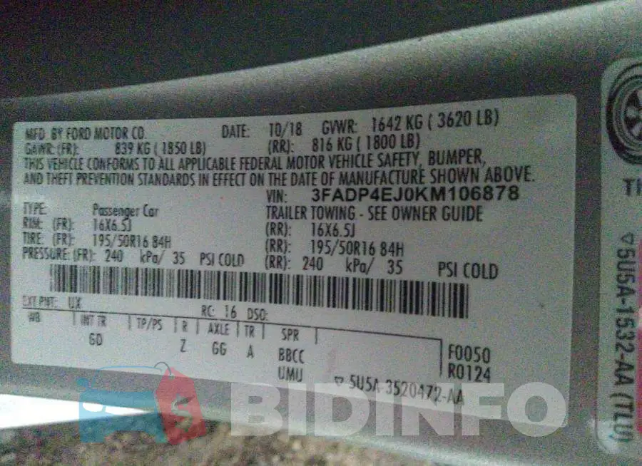 3FADP4EJ0KM106878 Photo# 9
