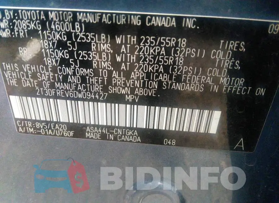 2T3DFREV6DW094427 Photo# 9