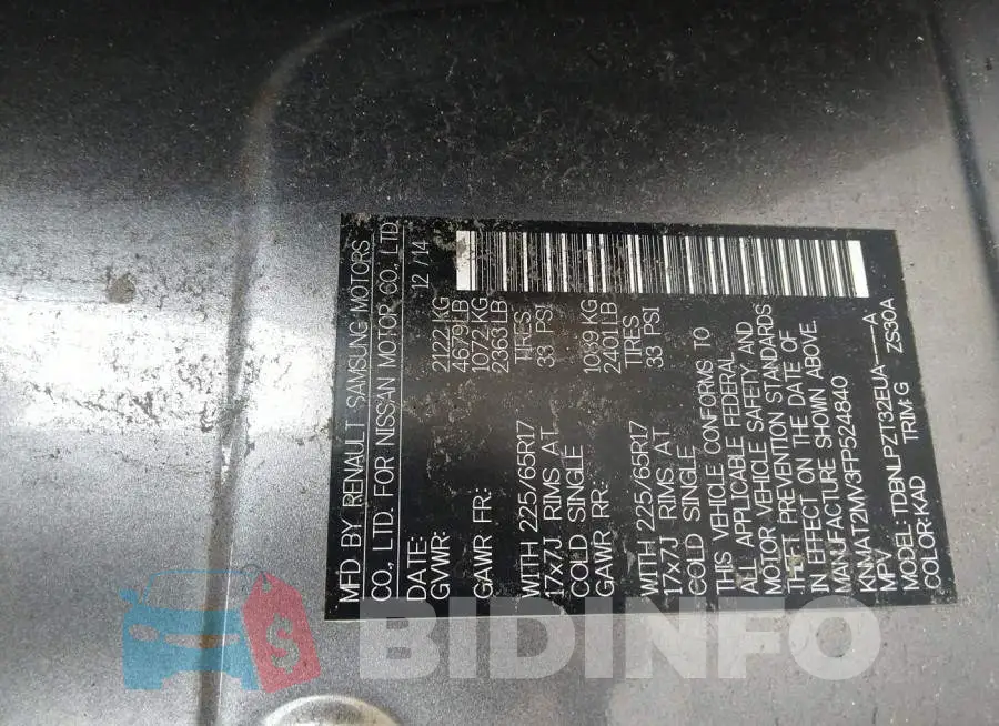 KNMAT2MV3FP524840 Photo# 9