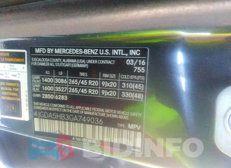 4JGDA5HB3GA749036 Photo# 9