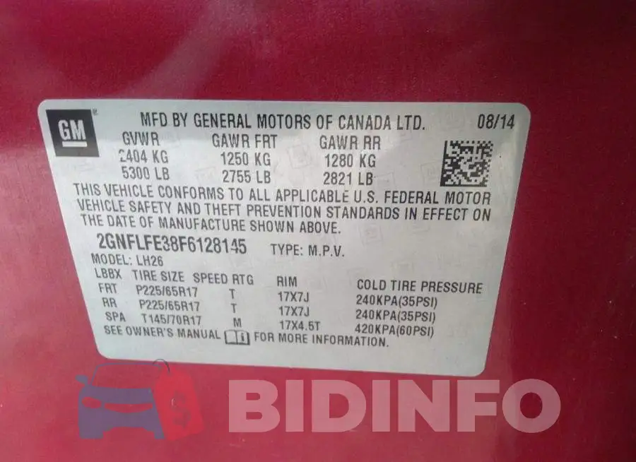 2GNFLFE38F6128145 Photo# 9