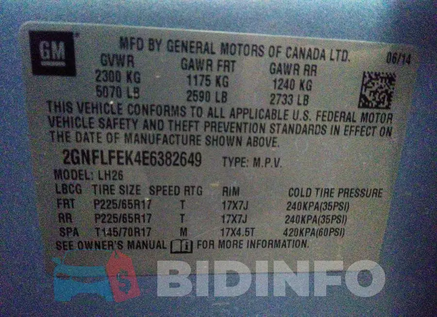 2GNFLFEK4E6382649 Photo# 9