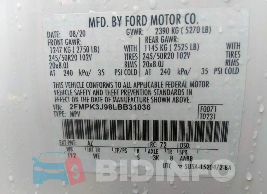 2FMPK3J98LBB31036 Photo# 9