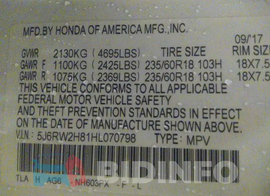 5J6RW2H81HL070798 Photo# 9