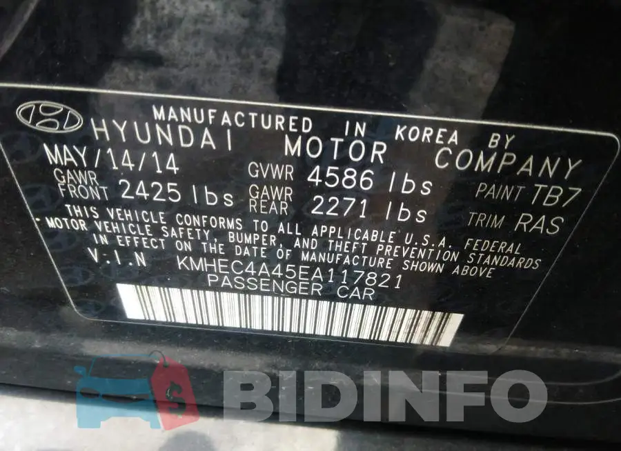 KMHEC4A45EA117821 Photo# 9