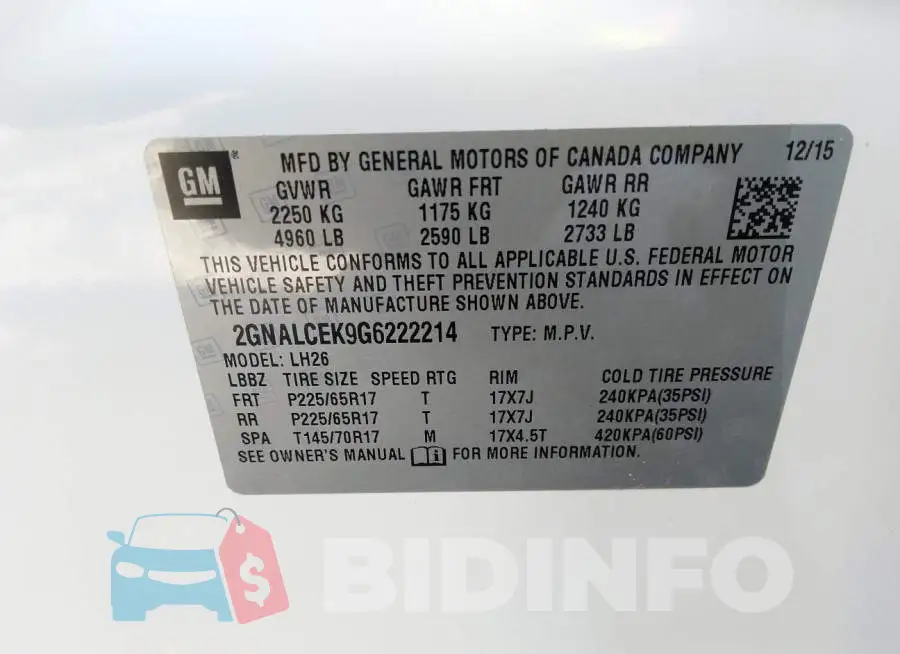 2GNALCEK9G6222214 Photo# 9
