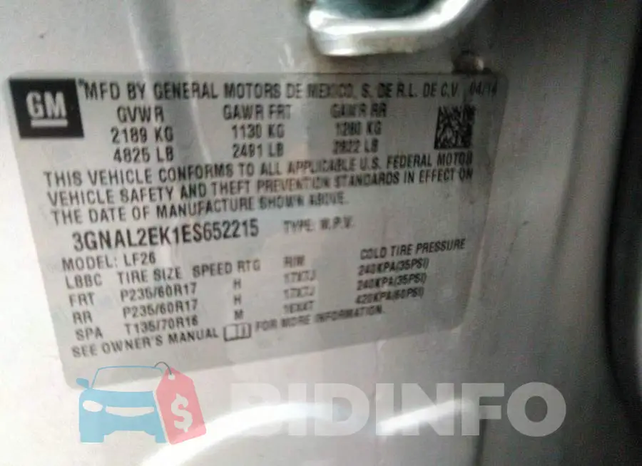 3GNAL2EK1ES652215 Photo# 9
