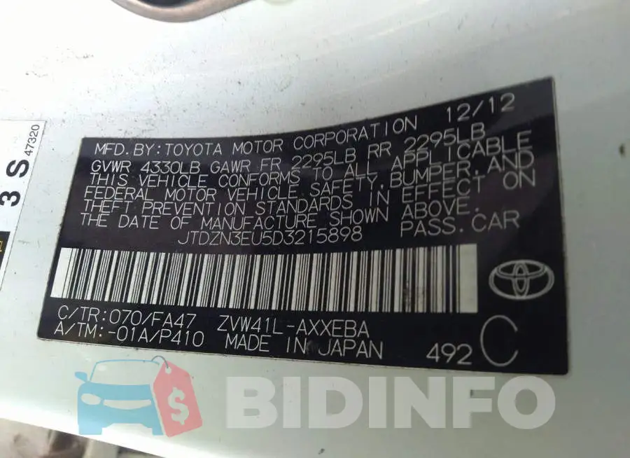 JTDZN3EU5D3215898 Photo# 9