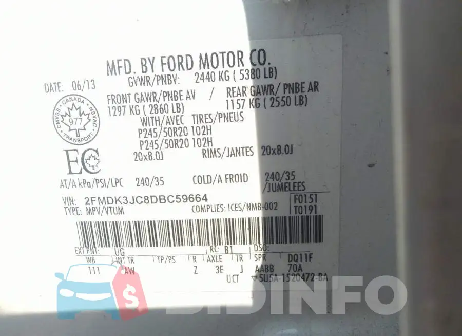 2FMDK3JC8DBC59664 Photo# 9