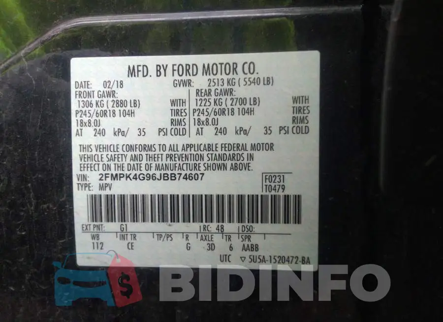2FMPK4G96JBB74607 Photo# 9
