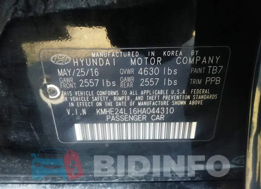 KMHE24L16HA044310 Photo# 9