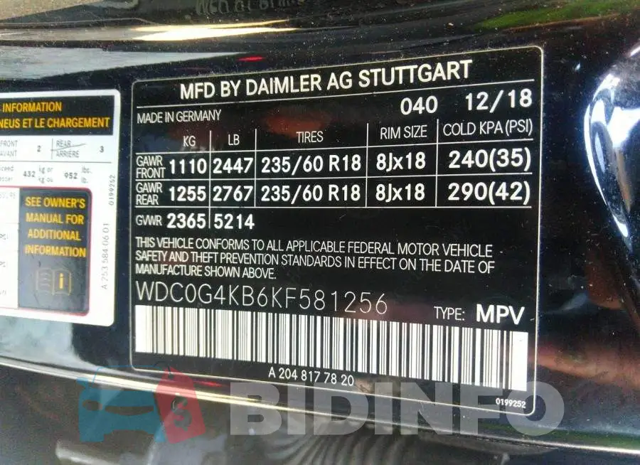 WDC0G4KB6KF581256 Photo# 9