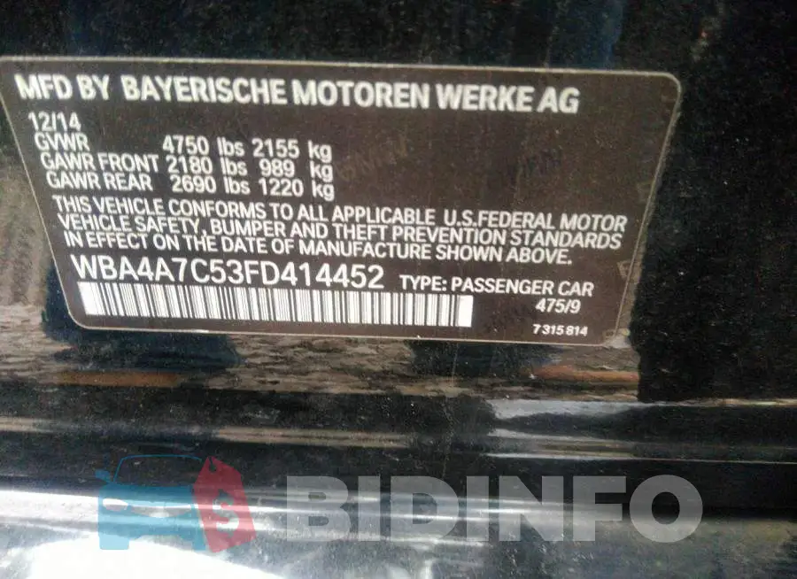 WBA4A7C53FD414452 Photo# 9