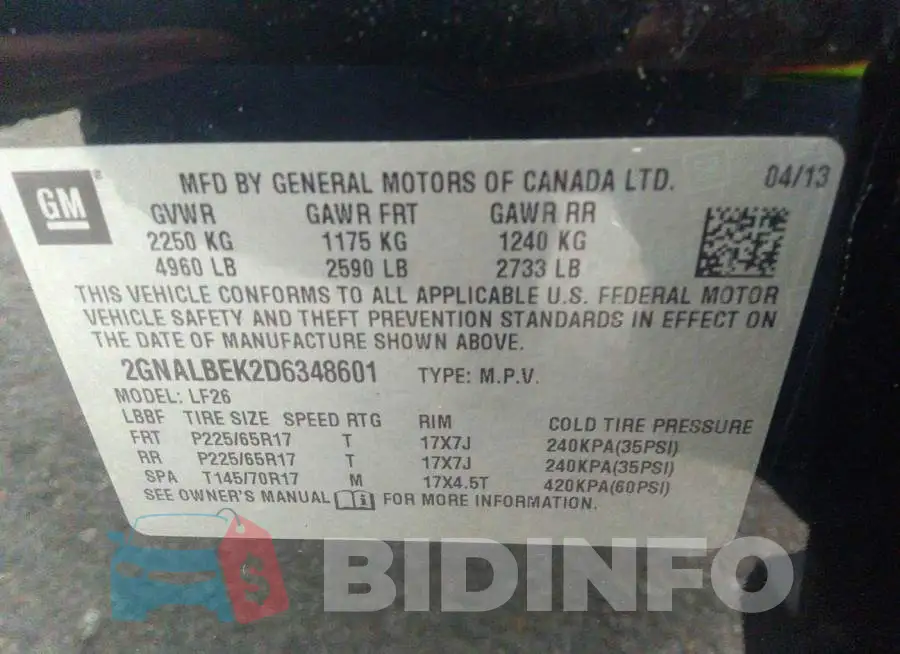 2GNALBEK2D6348601 Photo# 9