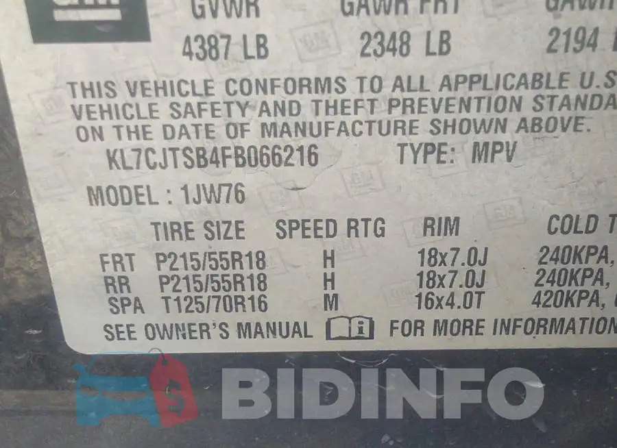 KL7CJTSB4FB066216 Photo# 9