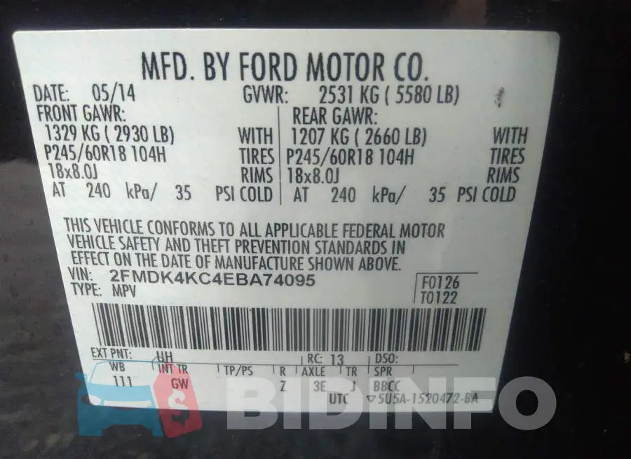2FMDK4KC4EBA74095 Photo# 9
