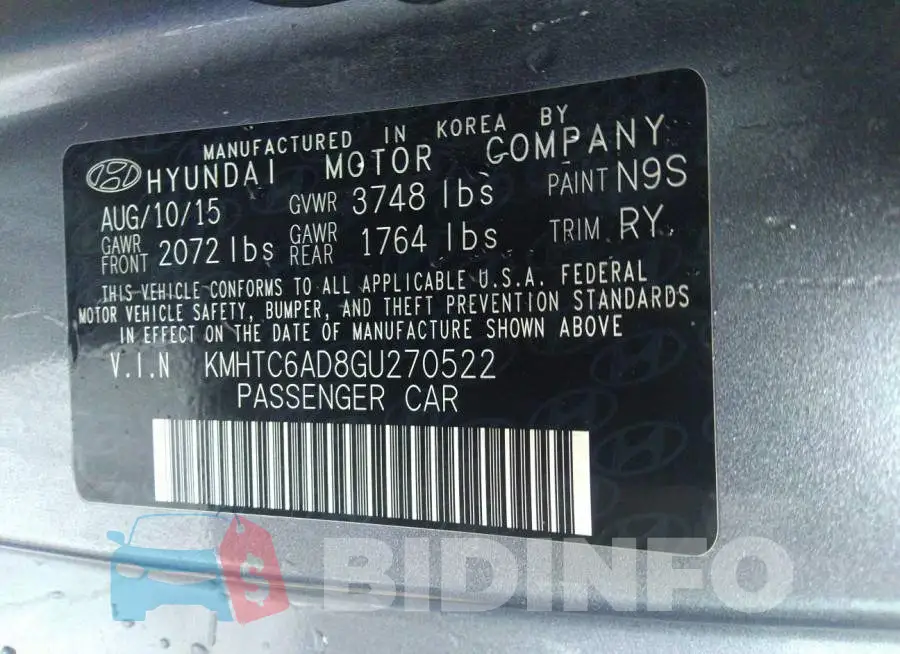 KMHTC6AD8GU270522 Photo# 9