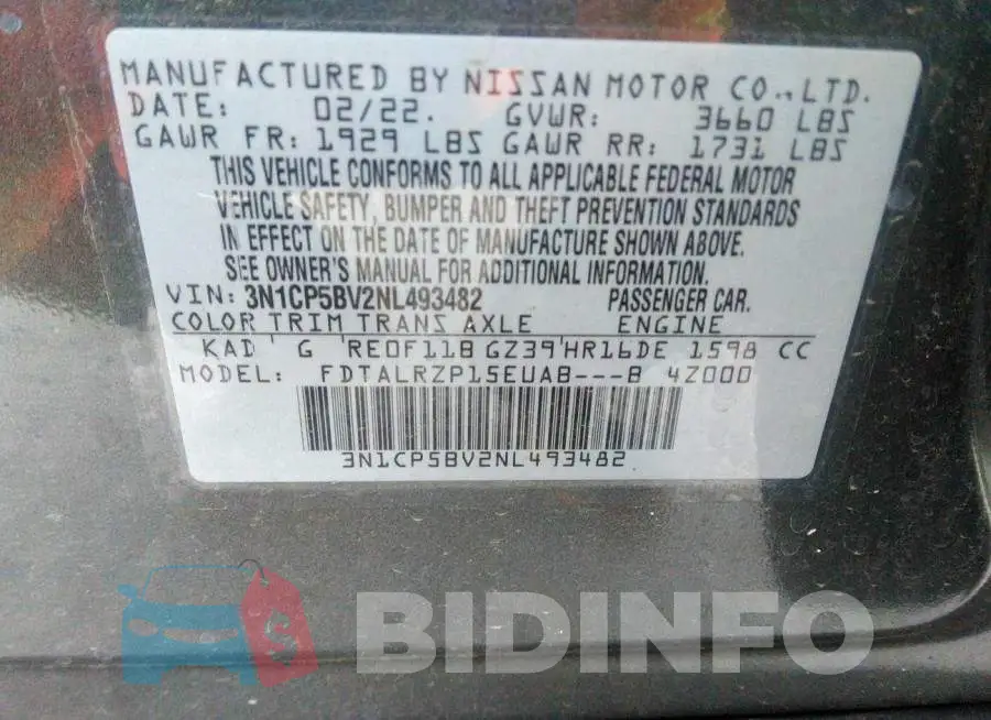 3N1CP5BV2NL493482 Photo# 9
