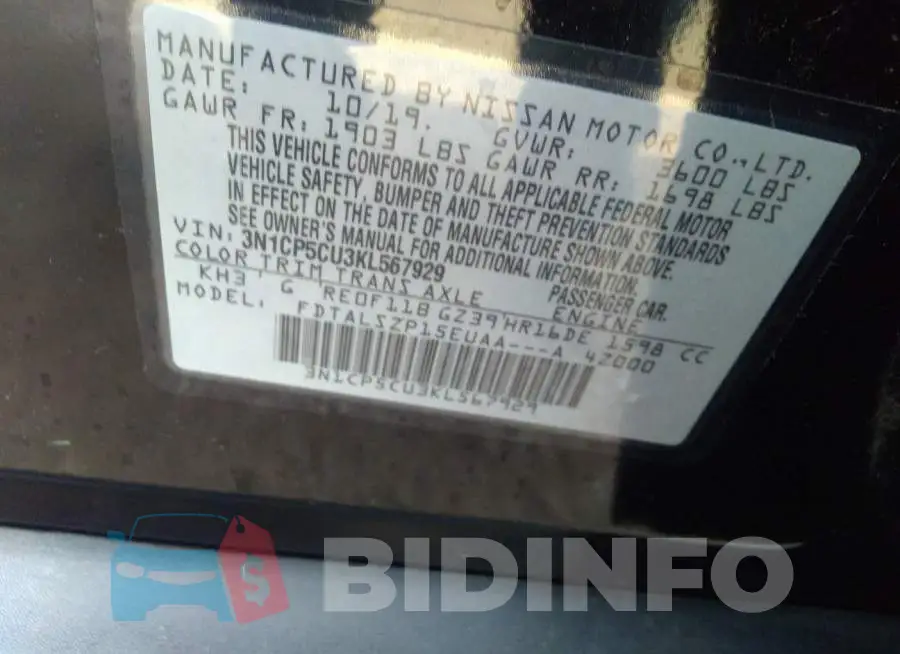3N1CP5CU3KL567929 Photo# 9